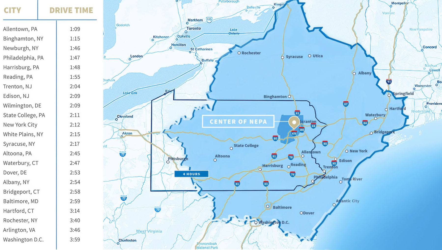 distribution labor availability and drive-time map