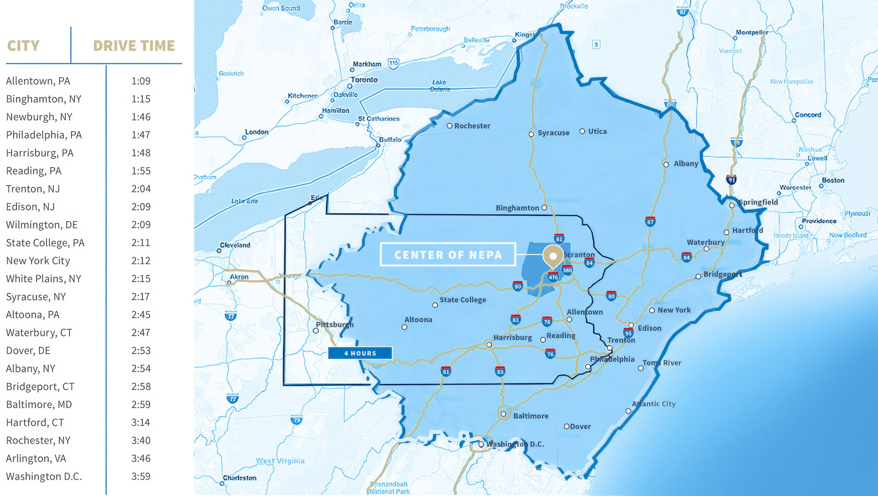 distribution labor availability and drive-time map