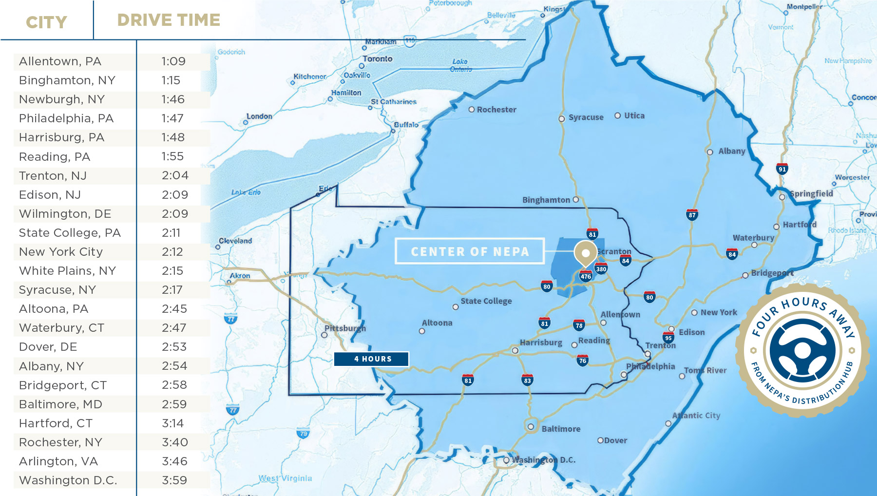 food and beverage industry labor availability and drive-time map