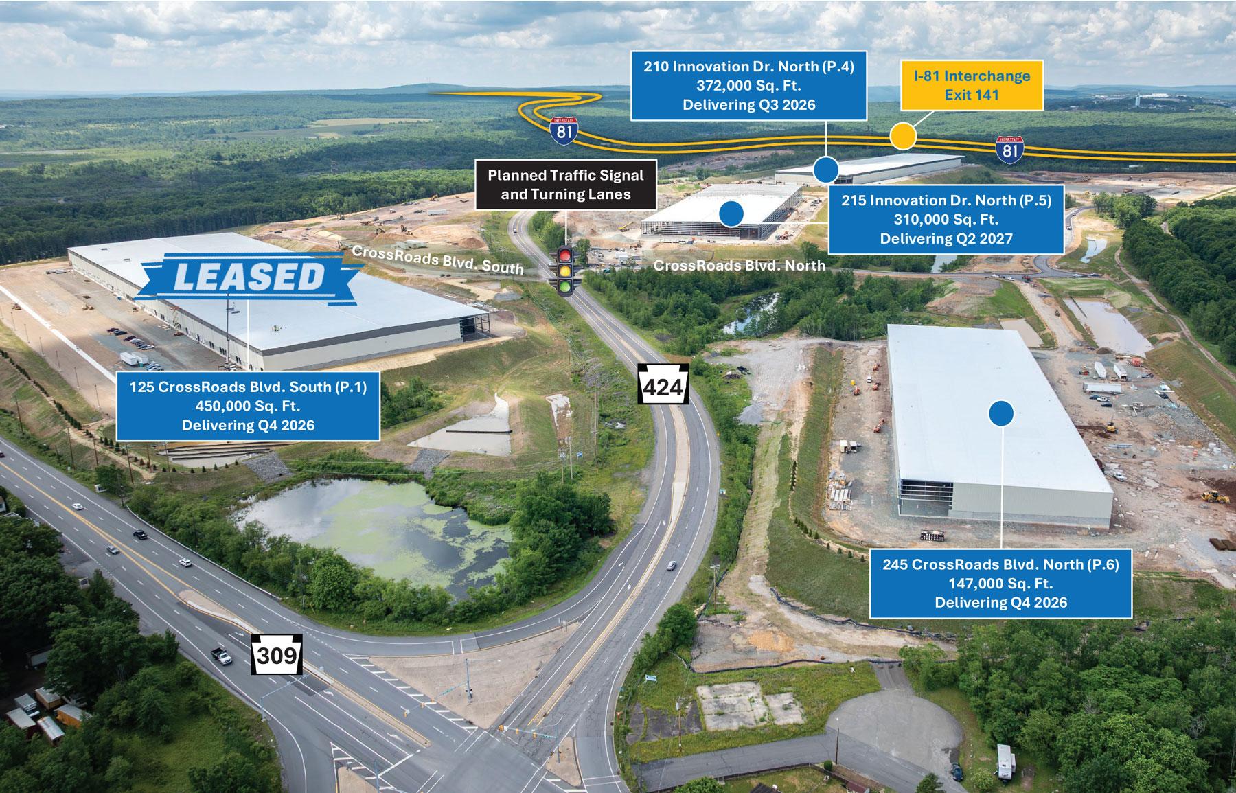 Crossroads East Phase I birdseye aerial 